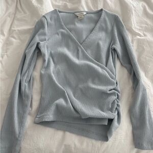Club Monaco Light Blue Wrap Blouse